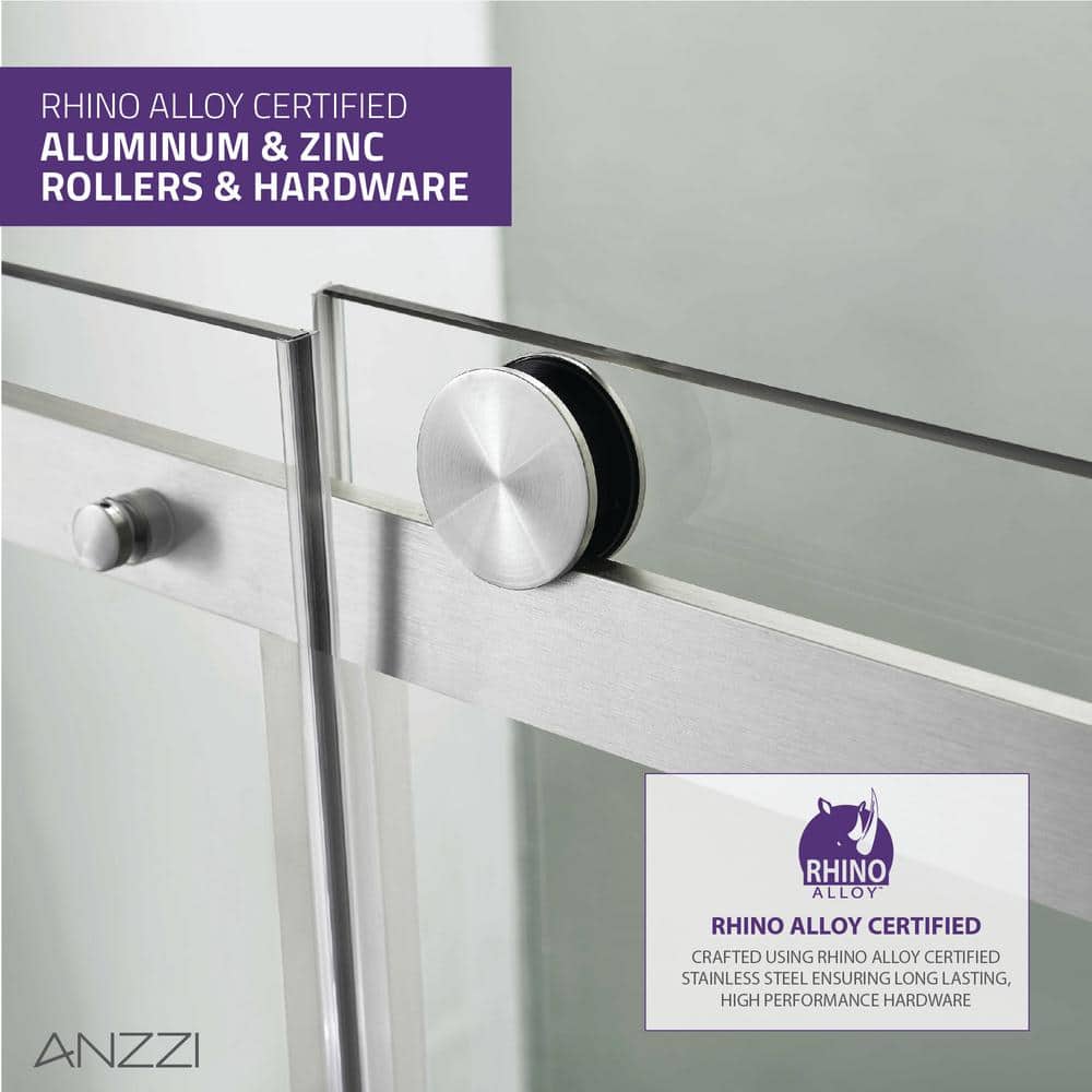 Rhodes 60" x 76" Frameless Sliding Shower Door in Brushed Nickel