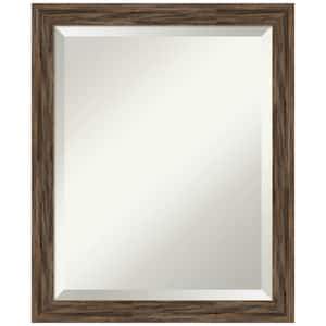 Regis 22.62 in. x 18.62 in. Rustic Rectangle Framed Barnwood Mocha Narrow Bathroom Vanity Wall Mirror