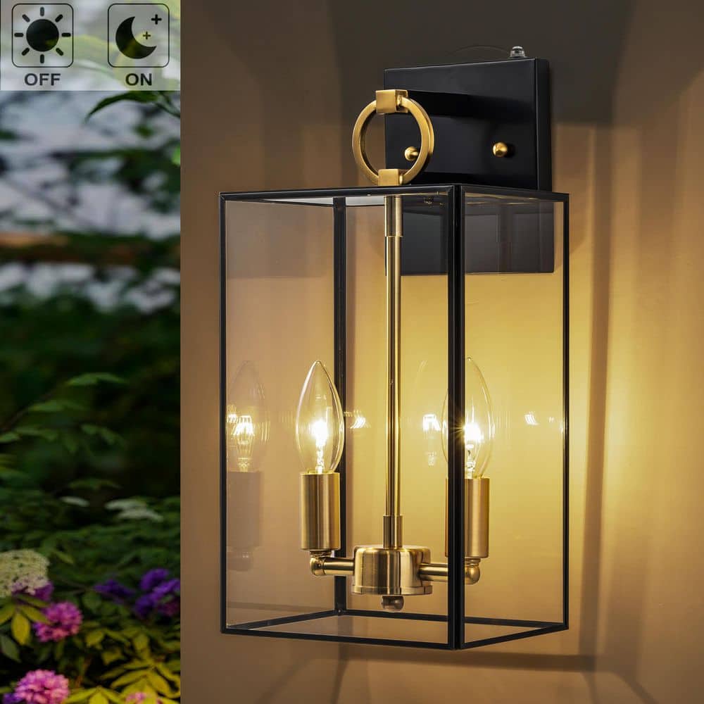 C Cattleya 14. 5in 2-Light Dusk to Dawn Dark Bronze Finish Brass