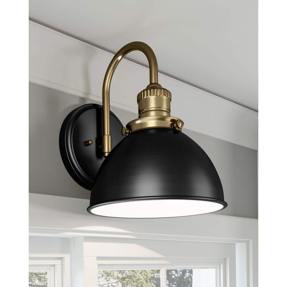 Savannah Farmhouse 9.5'' Matte Black Metal Dimmable Wall Light