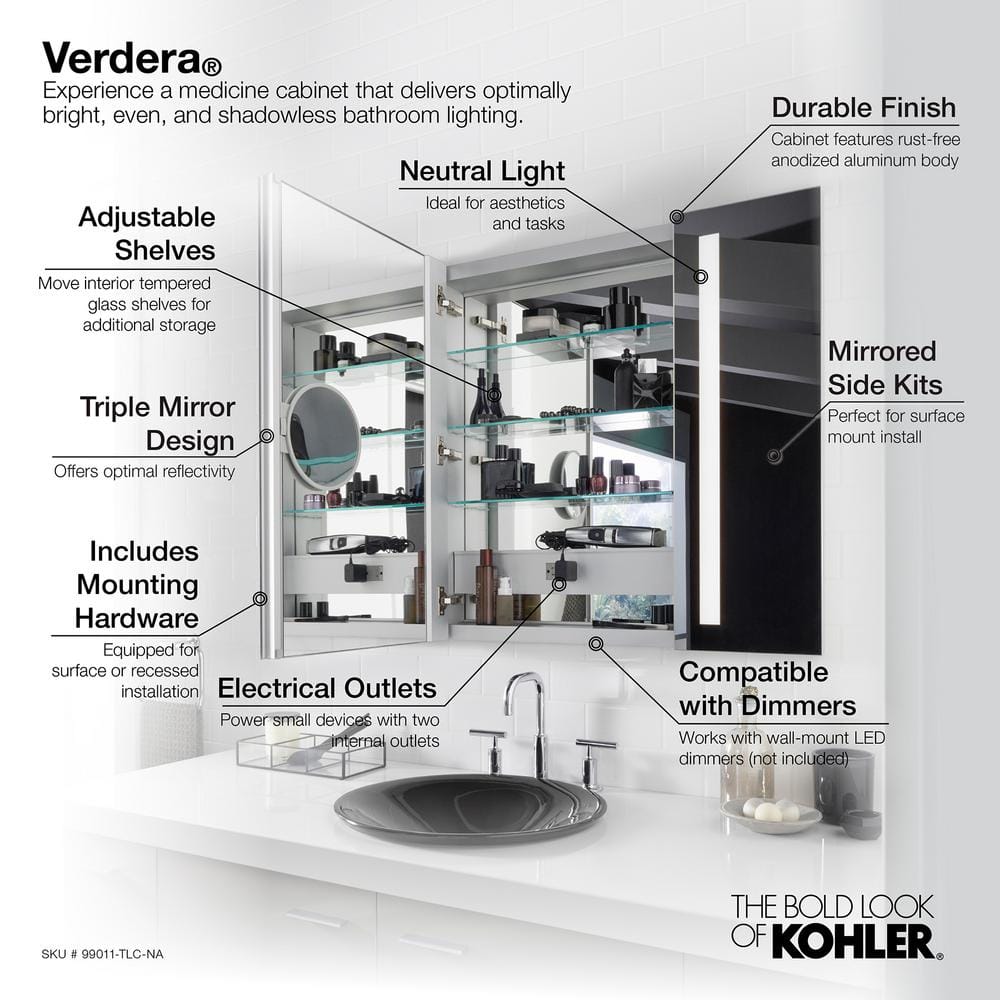 Verdera 40" Aluminum LED Lighted Medicine Cabinet