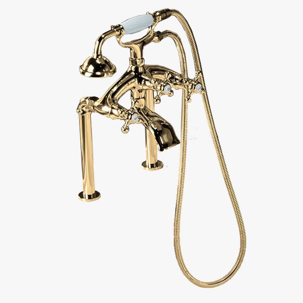 Polished Gold Victorian Style Deck Tub Filler with Diverter