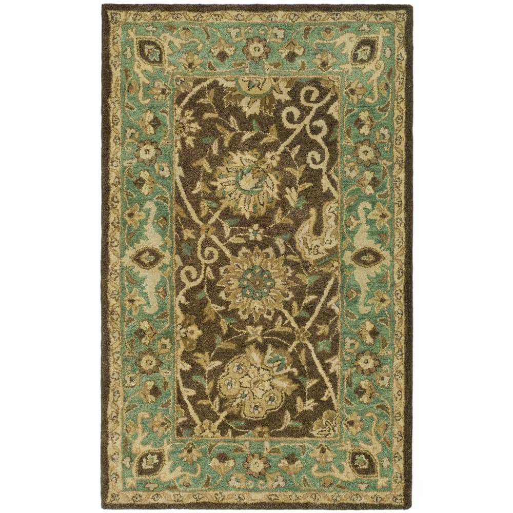 Safavieh Antiquity Brown Green Doormat 3 Ft. X 5 Ft. Border Speckled 