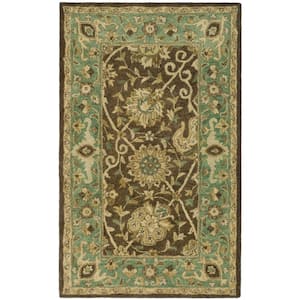 Antiquity Brown/Green 3 ft. x 5 ft. Border Speckled Area Rug