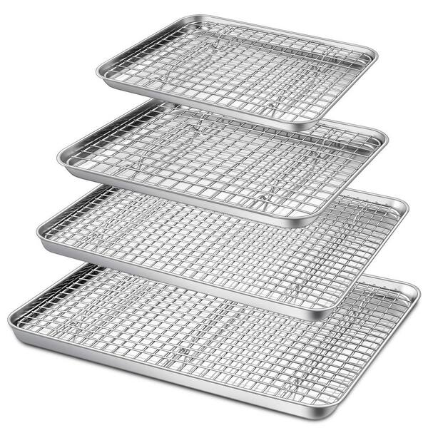 16/12.5/10.4/9 in. Baking Sheet and Rack Set, 8 Pcs Stainless Steel Cookie Sheets, Oven and Dishwasher Safe