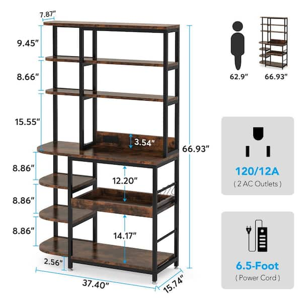 BYBLIGHT Keenyah White Kitchen Baker's Rack with Hutch, Storage Cabinet and  Shelves, Microwave Oven Stand Rack BB-XK00055XL - The Home Depot