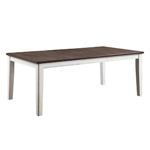 Shumard 78 in. Rectangle Weathered White and Dark Walnut Expandable Wood Dining Table (Seats 8)