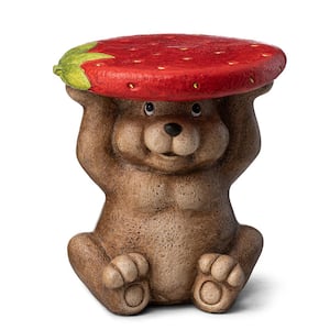 12.5 in. H Resin Kits and Accessories MGO Novelty Bear Hold a Strawberry Decorative Garden Stool or Planter Stand