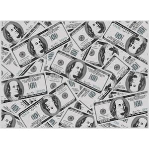 Money Dollar Stacked Novelty Printed Green 7 ft. 7 in. x 9 ft. 10 in. Area Rug