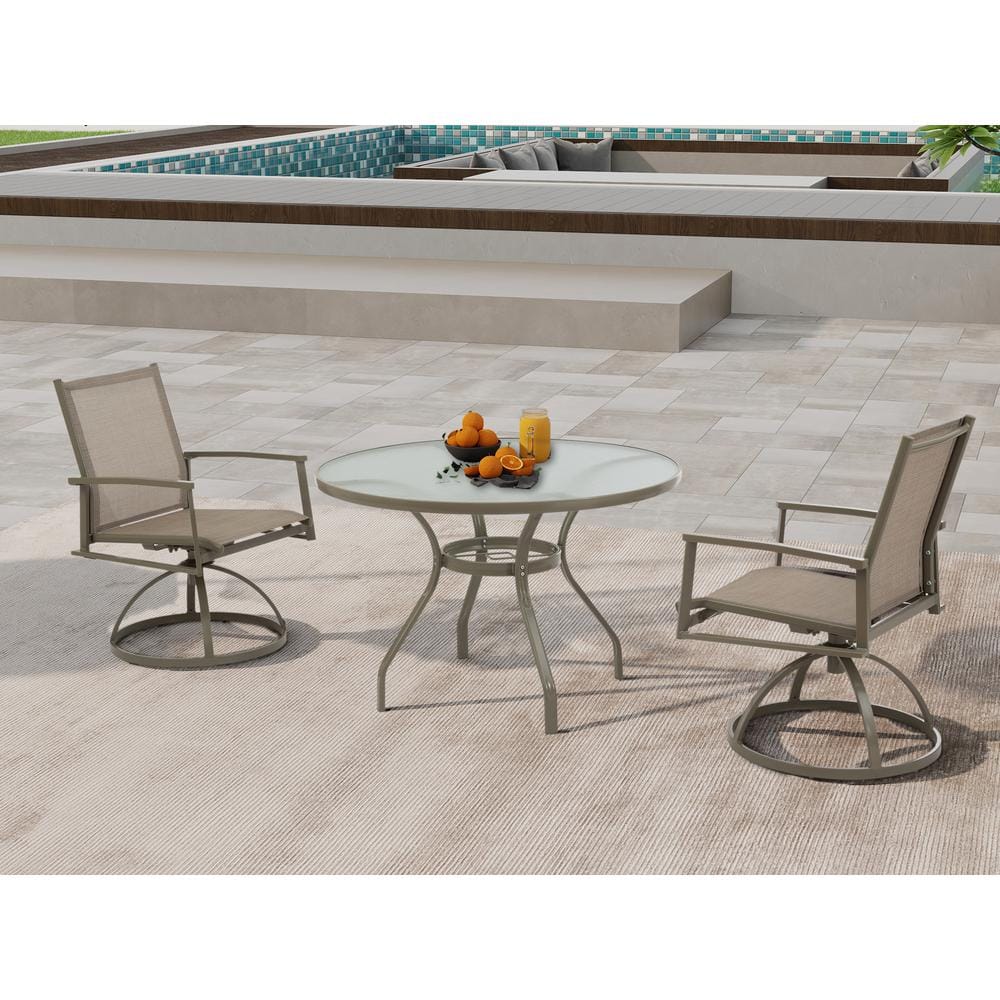 Elegant 3-Piece Aluminum Outdoor Bistro Set with Swivel Rockers and Lattice Table price history on PriceWatchPro