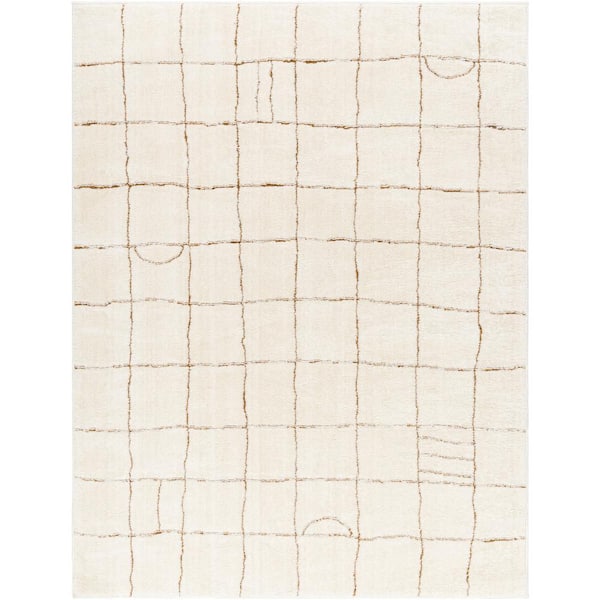 Freud Burnt Orange/Cream 7 ft. x 9 ft. Geometric Indoor Area Rug