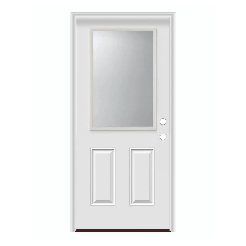 30 in. x 80 in. Left-Hand/Inswing 2-Panel 1-Lite 1/2 lite Clear Glass Primed Steel Prehung Front Door with PVC Frame price history on PriceWatchPro
