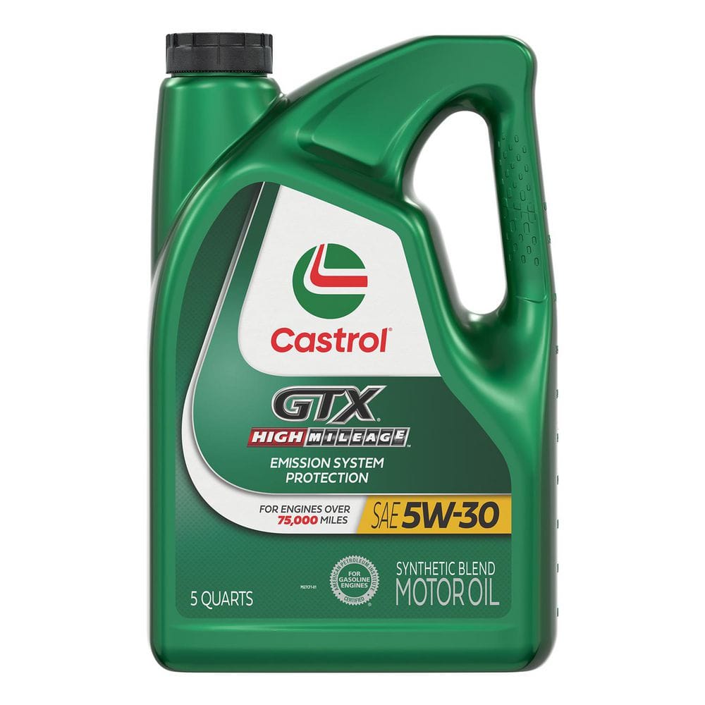 CASTROL GTX High Mileage 5W-30 Synthetic Blend Motor Oil, 5 qt