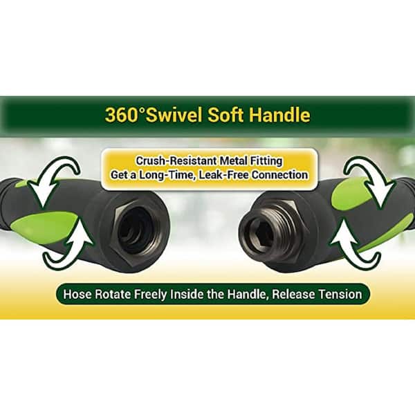 EVEAGE Premium 3/8 in. dia. x 50 ft. Standard Garden Hose with 8 Function Hose Nozzle Sprayer, 1Pack