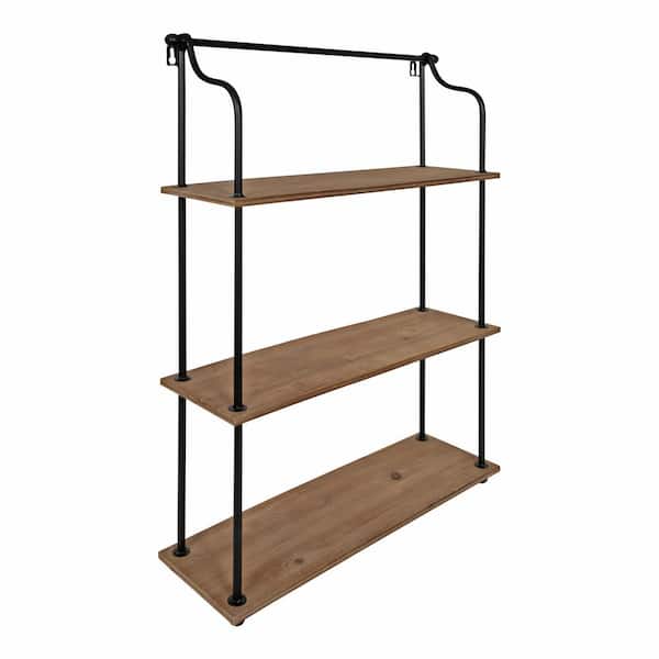 Kate and Laurel Walters 20 in. x 32 in. x 6 in. Brown Decorative Wall Shelf