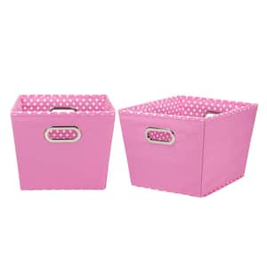 10 in. H x 12 in. W x 14 in. D Pink Canvas Cube Storage Bin