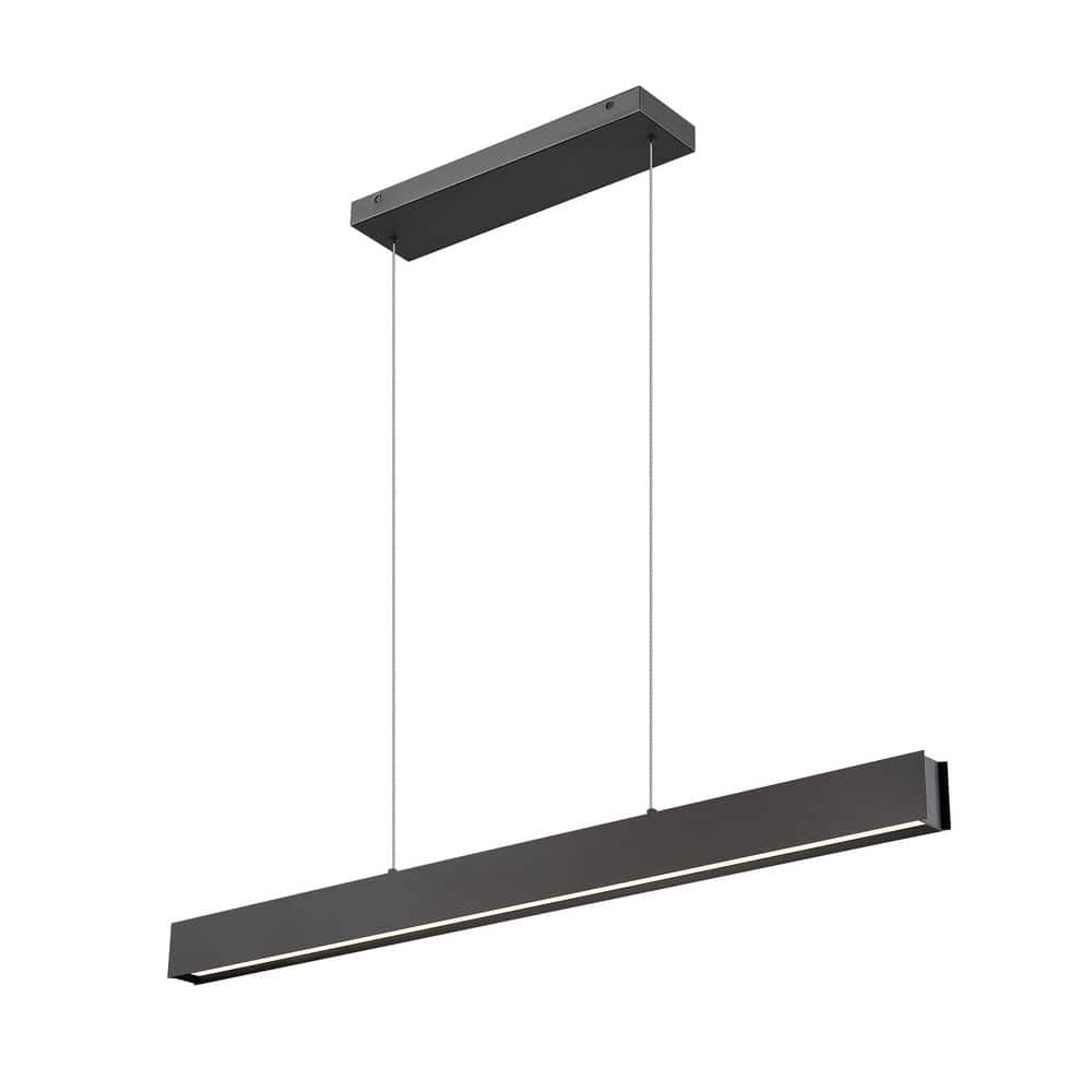 Hudson 45 inch Matte Black 1 Light Integrated LED Linear Chandelier with Fr