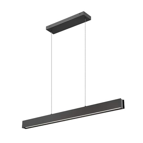 Unbranded Hudson 45 inch Matte Black 1 Light Integrated LED Linear Chandelier with Frosted Plastic Shades