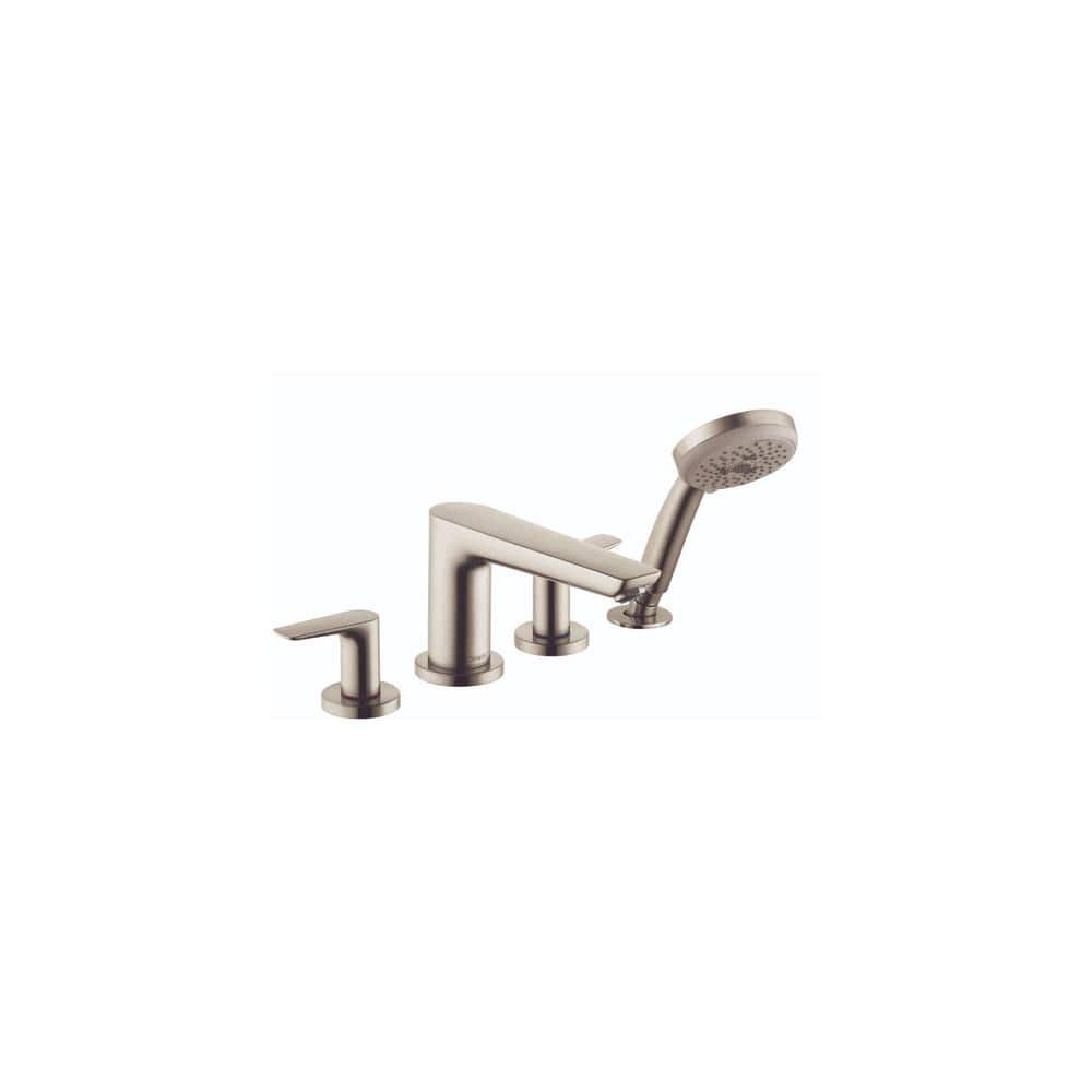 Brushed Nickel Modern Deck Mounted Roman Tub Faucet with Handshower