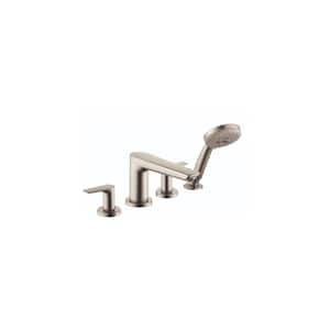 Talis E 2-Handle Deck Mount Roman Tub Faucet with Hand Shower in Brushed Nickel