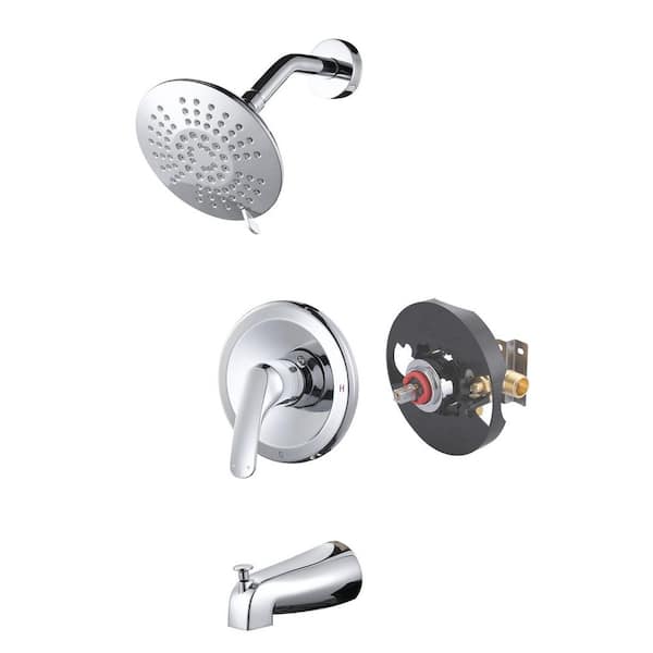 Single-Handle 5-Spray Shower Faucet 1.8 GPM with Tub Spout in Polished Chrome Valve Included