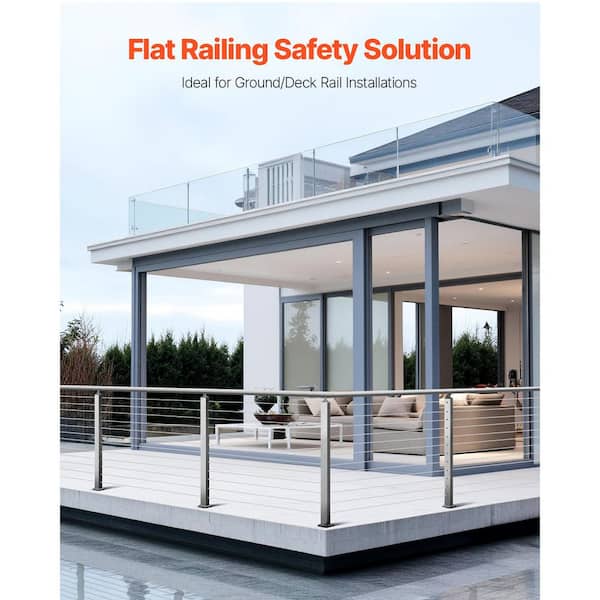 Cable Railing Post, w/Holes and Bracket,2 in. W x 3.5 ft. L White Stainless Steel Cable for Cable Railing System(1-Pack)