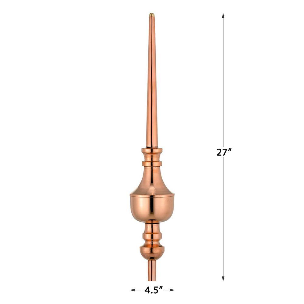 Victoria 27-Inch Polished Copper Roof Finial with Steel Mount