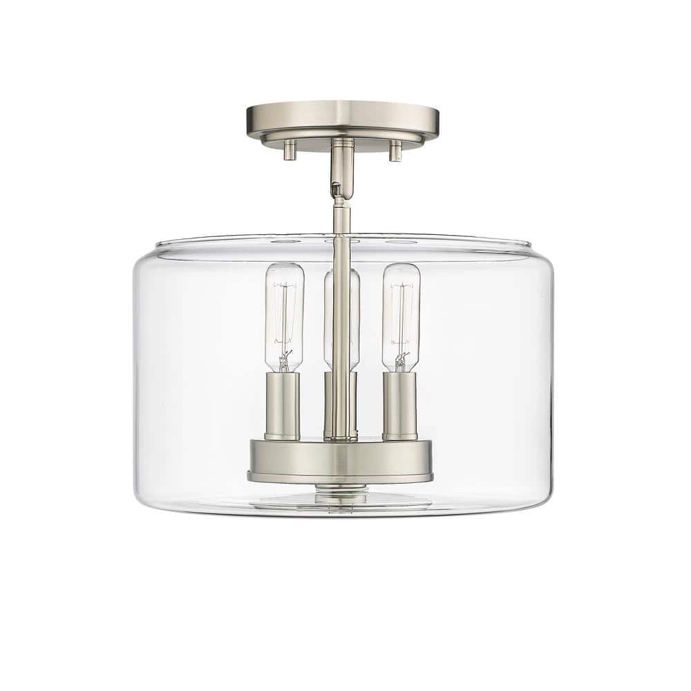 Asheville 11 in. 3-Light Brushed Nickel Semi-Flush Clear price history on PriceWatchPro