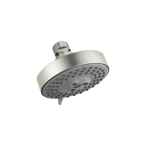 3-Spray 4 in. Single Wall Mount Fixed Rain Shower Head in Brushed Nickel