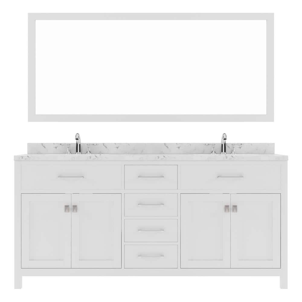 Virtu USA Caroline 72 in. W x 22 in. D x 35 in. H Double Sink Bath Vanity in White with Quartz