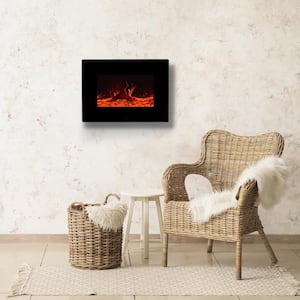 22 in. Wall-Mount Electric Fireplace in Black with Infrared Remote