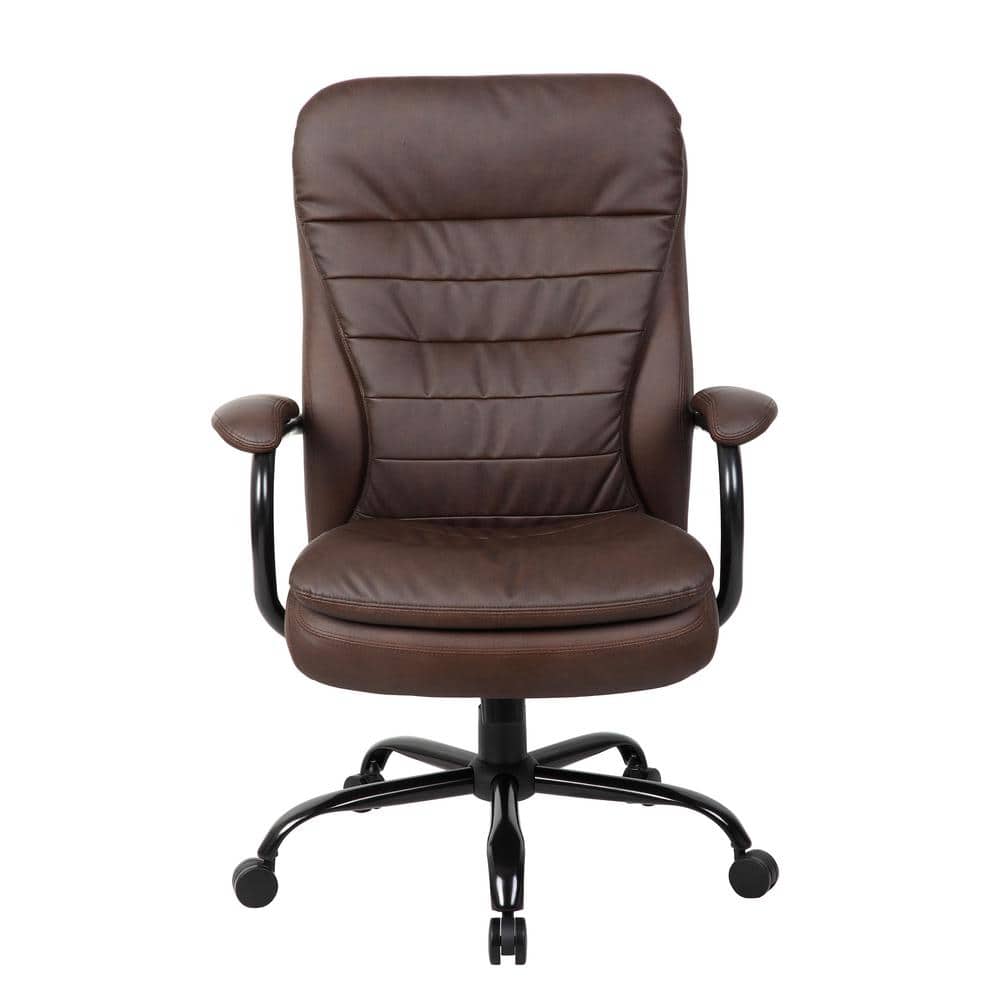Bomber Brown LeatherPlus Executive Swivel Chair with Metal Arms