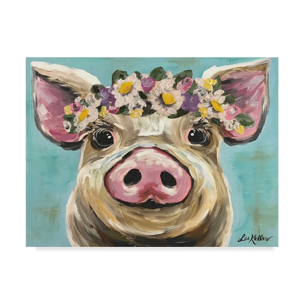 Trademark Fine Art Pig Rosie Flower Crown 3 by Hippie Hound Studios Print Hidden Frame Animal Wall Art 14 in. x 19 in.