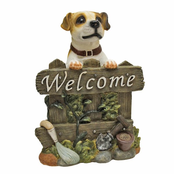Design Toscano 11.5 in. H Jack Russell Garden Terrier Dog Welcome Statue  QL57607 - The Home Depot