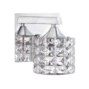 LUSTRA 6 in. 1 Light Chrome Wall Sconce with Clear Metal, Glass Shade