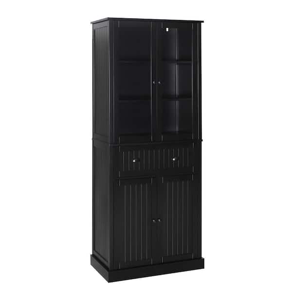 VEIKOUS 72 in. H Black Kitchen Storage Pantry Cabinet Closet with Doors and Adjustable Shelves