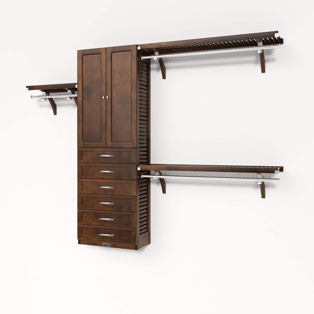 72 in. W - 120 in. W Chestnut Reach in with 6 Shaker Style Drawers and Wood Door 12 in. Shelf Wood Closet System price history on PriceWatchPro