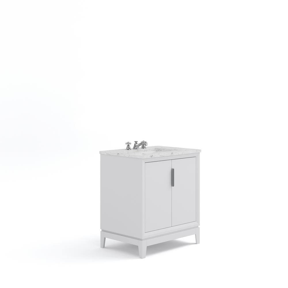 Elizabeth 30" Pure White Single Bathroom Vanity with Marble Top