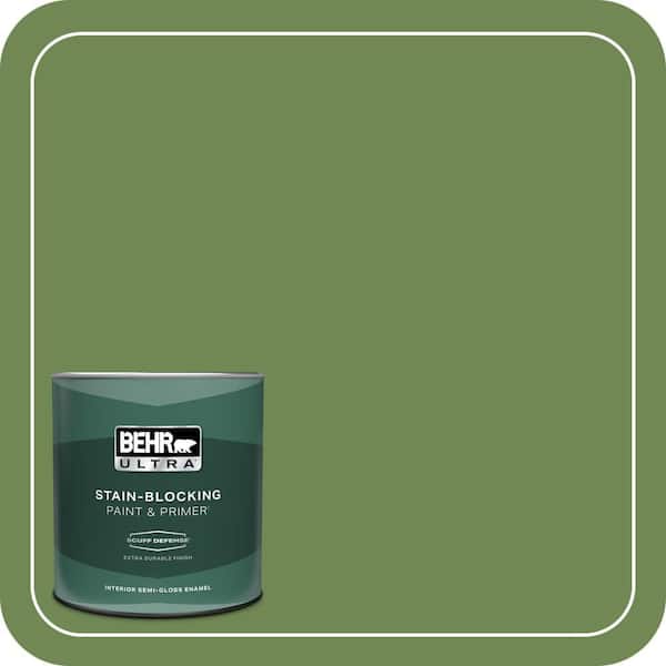 BEHR ULTRA 1 qt. #M370-6 Snip of Parsley Extra Durable Semi-Gloss Enamel Interior Paint & Primer