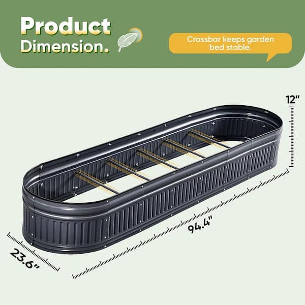 AFAIF - 8 x 2 x 1 ft. Galvanized Raised Garden Bed Kit, Metal Upgraded Modular DIY Galvanized Planter Garden Box for Gardening