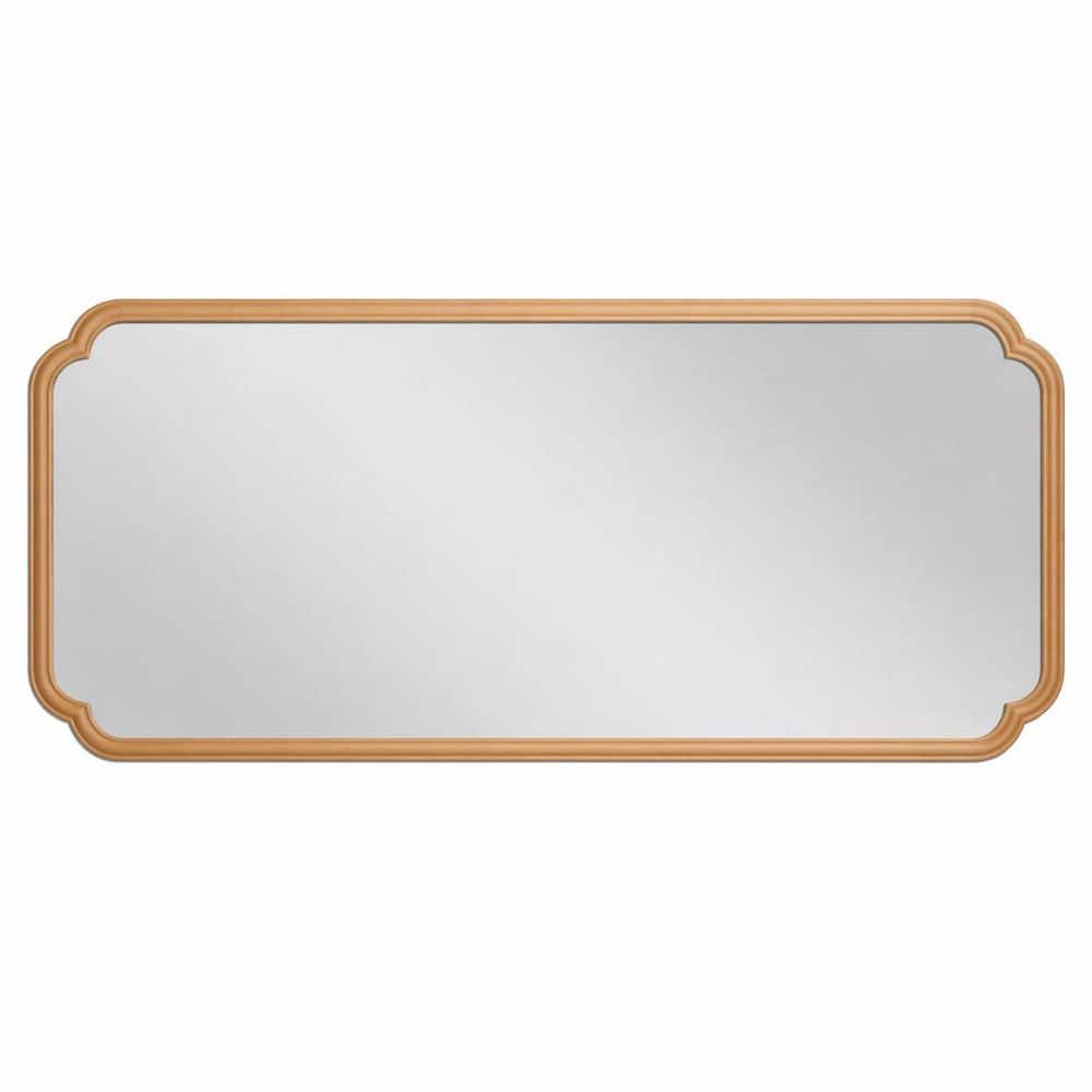 60 in. W x 24 in. H Natural Wood Framed Rounded Rectangle Vanity Wall Mirror, Farmhouse Decor for Bathroom price history on PriceWatchPro