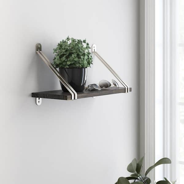 2-Pack 8.12 in. Nickel Steel Sleek Modern Decorative Shelf Bracket