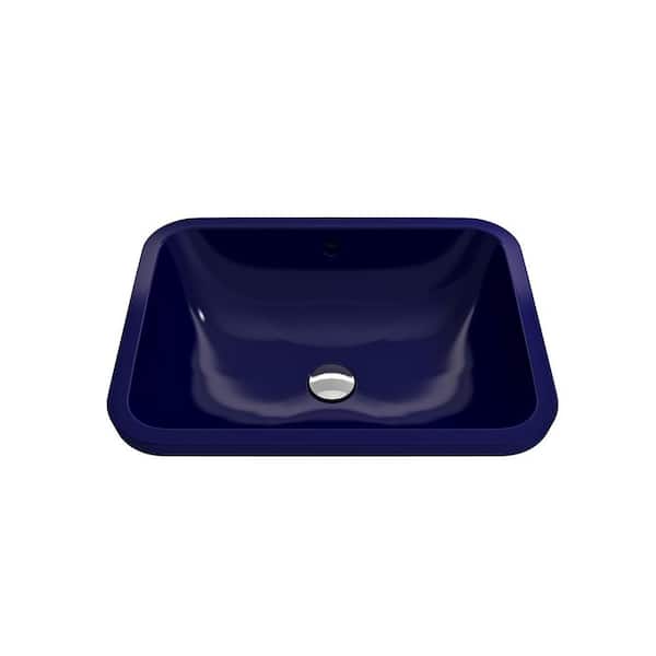 BOCCHI Scala 21.75 in. Fireclay Undermount Bathroom Sink with Overflow in Sapphire Blue