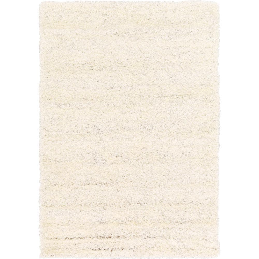 Reversible Snow White and Blue Solid Shag 4' x 6' Rug
