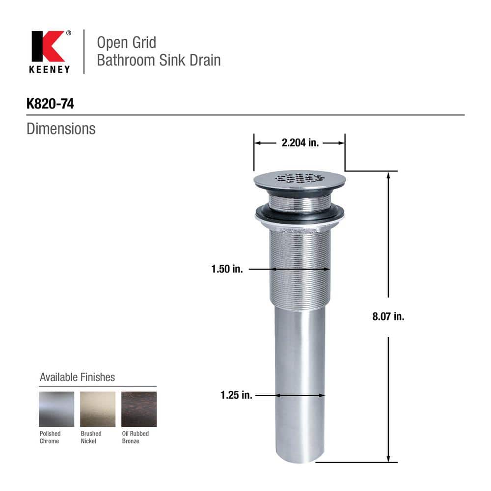 Polished Chrome Universal Grid Bathroom Sink Drain