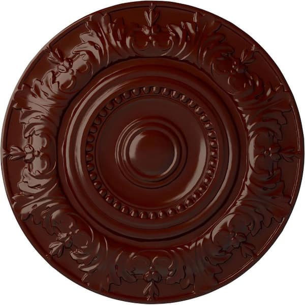 Ekena Millwork 20-7/8" x 1-1/4" Biddix Urethane Ceiling Medallion (Fits Canopies upto 7-1/2"), Brushed Mahogany