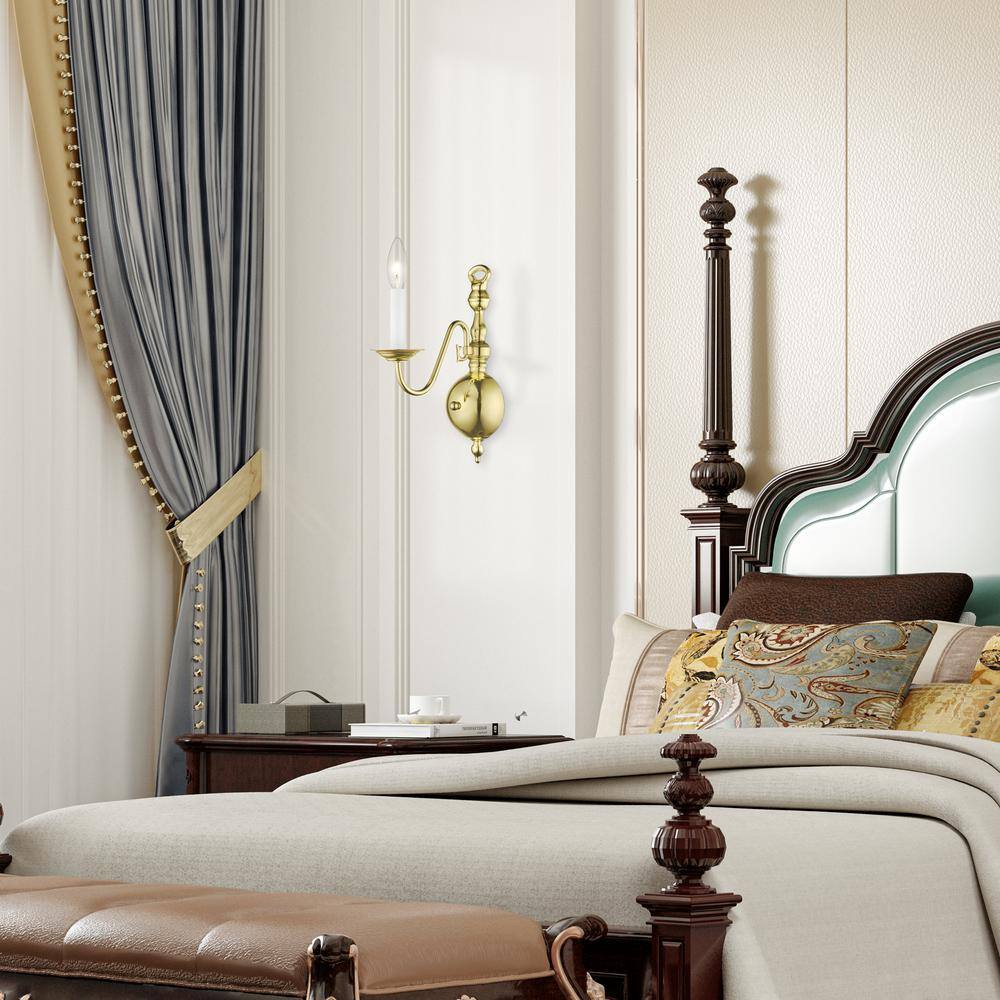 Polished Brass Colonial Single Light Wall Sconce