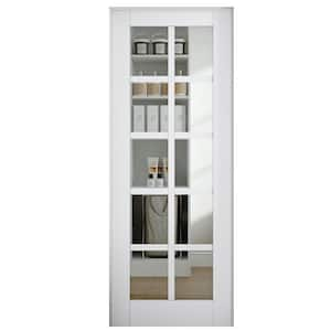 36 in. x 80 in. Left Handed 10-Lite Clear Glass White Solid Core MDF Prehung Door with Quick Assemble Jamb Kit