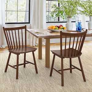 Winston Brown Windsor Dining Chair Farmhouse Wooden Spindle Back Dining Chair Side Chair for Dining Room Set of 2