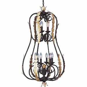 Ibeza Collection 9-Light Antique Iron with Antique Gold Foyer Chandelier